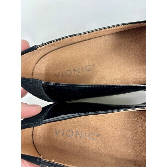 Vionic Kensley Loafers Black Patent Leather 8.5 Arch Support White Lug Sole - Picture 6 of 10